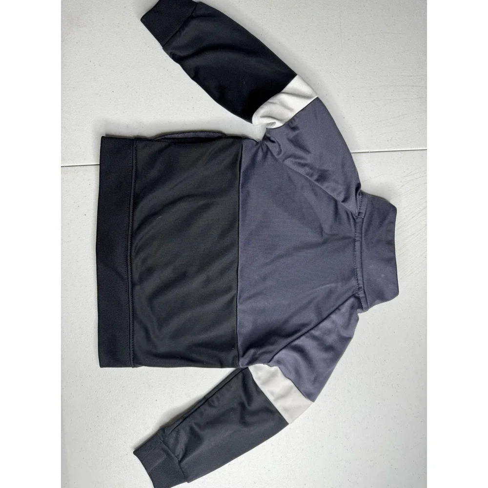 Nike Kids Grey Black Colorblock‎ Full Zip Track Jacket 18M Neon Swoosh